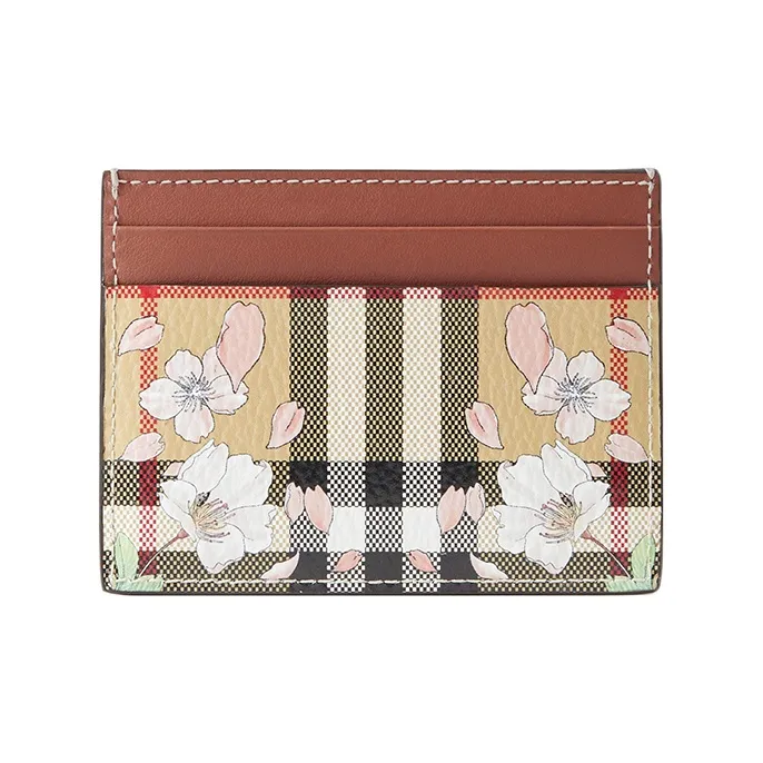 Burberry Cow Leather Card Sleeve Card Holder Card Case Women's Beige-1