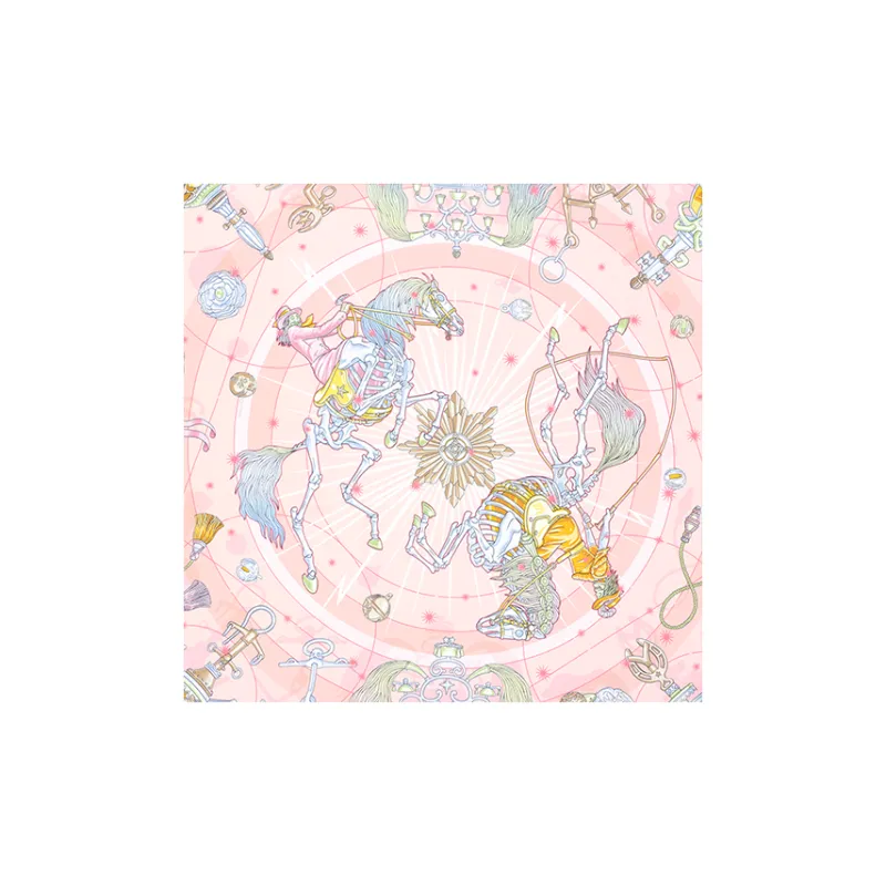 HERMES Square Scarf Choral Song Of Stars Silk Scarves Women's Pink-2