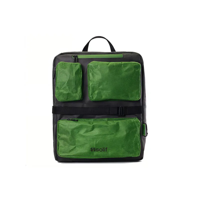 HASHTAGSOLIF Eco-Friendly Washable Kraft Paper Backpack Regular Unisex Black-0