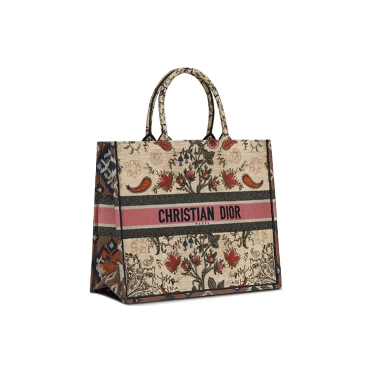DIOR BookTote Canvas One Shoulder Tote Handbag Large Size Women's Multicolor-1
