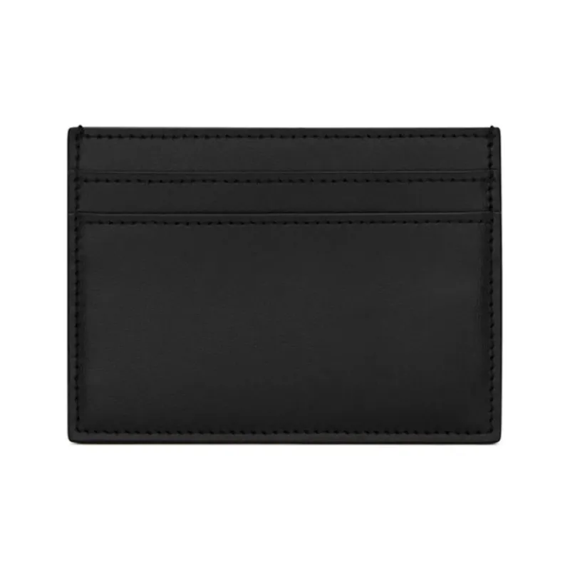 SAINT LAURENT Tiny Cassandre 5 Card Slot Card Case Silver Logo Matte Black-1