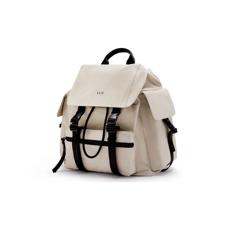 ELLE Nylon Travel Lightweight Multifunction City Lightweight Backpack Large Size Women's Black/Yellow/Gray-1