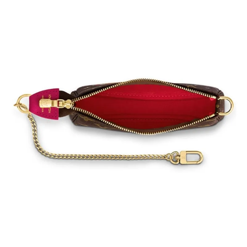 LOUIS VUITTON Mini Pochette Accessoires Monogram Vivienne Courchevel Fuchsia Lining-3