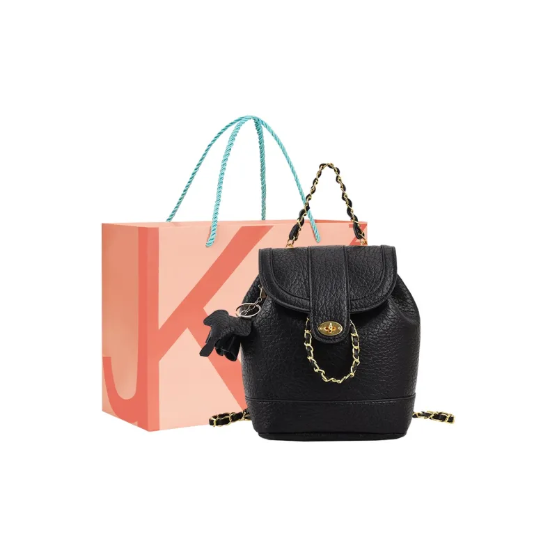 JANE KLAIN PU Backpack Medium Size Women's Pink/Ecru/Black-4