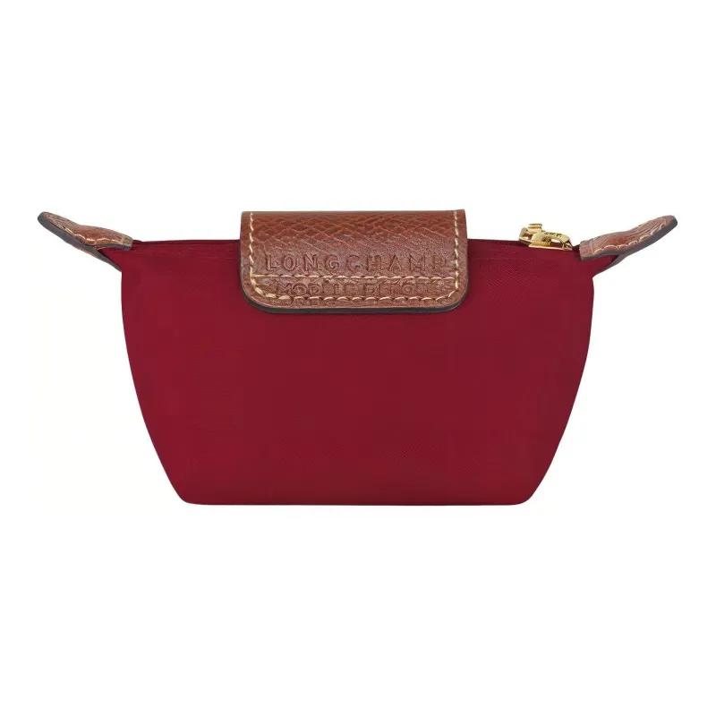 LONGCHAMP Le Pliage Canvas Cow Leather Polyamide Canvas Bag Coin Purse Women's Red-1