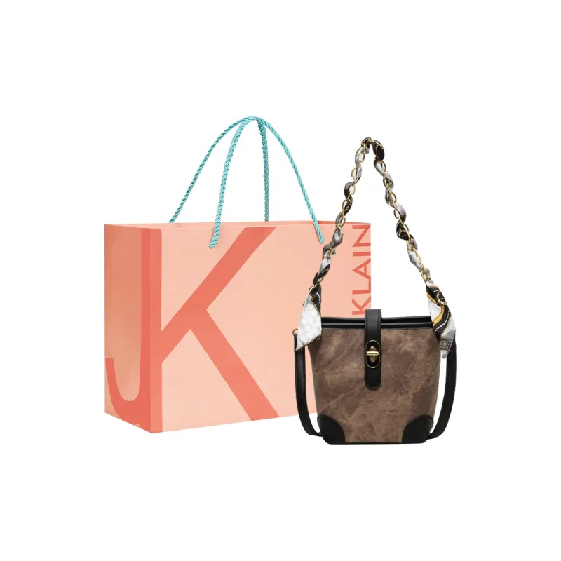 JANE KLAIN PU Bucket Bag Portable Commute One Shoulder Tote Women's Brown/Black-0