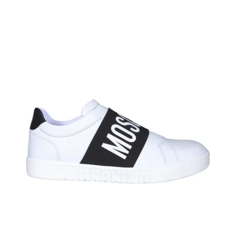 MOSCHINO Low Top Stylish Skateboarding Shoes Men's White-1