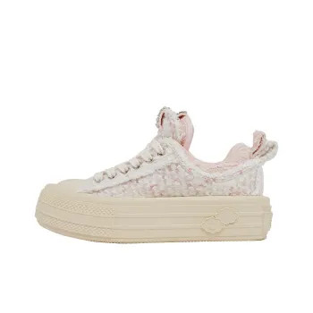 FORESHADOW 'Double Uni'1.0 Height Increasing Low Top Skateboard Shoes Women's White Lover
