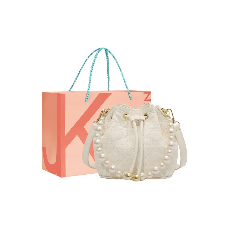 JANE KLAIN PU Bucket Bag, Handbag, Crossbody Bag Small Size Women's Black/White/Light Yellow-0