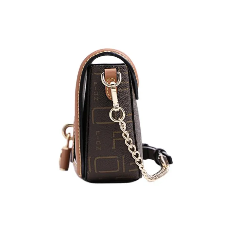 FION PVC One Shoulder Small Square Crossbody Bag Trumpets Women's Coffee & Camel-3