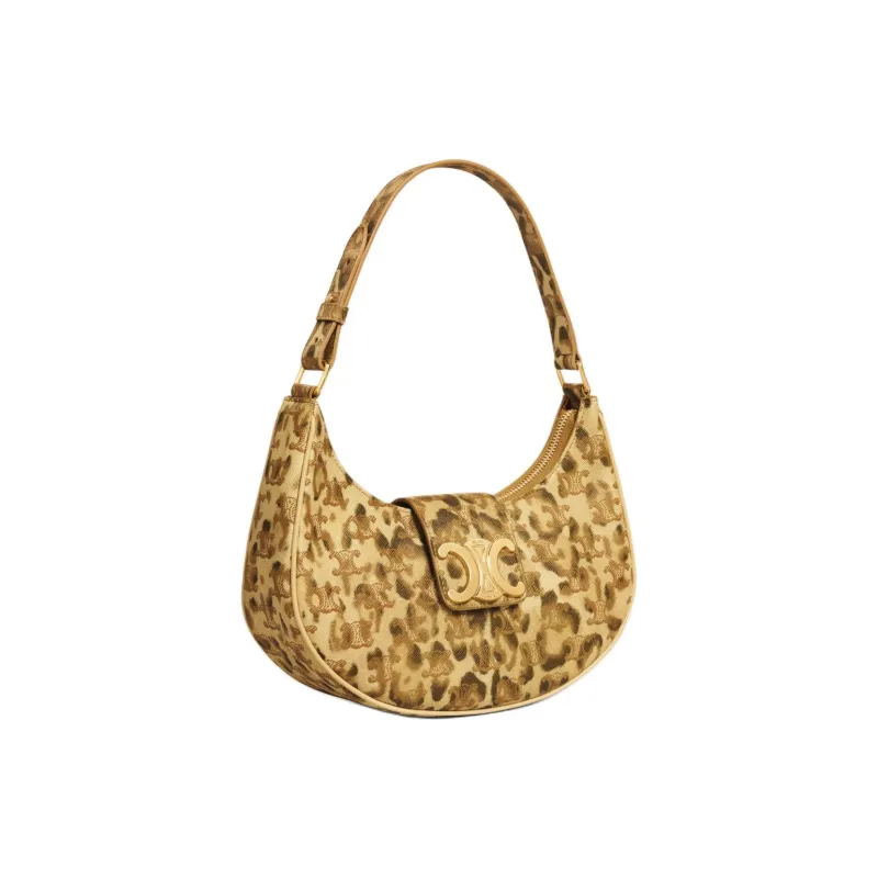 CELINE AVA Canvas Handbag Shoulder Bag Women's Leopard Print-1