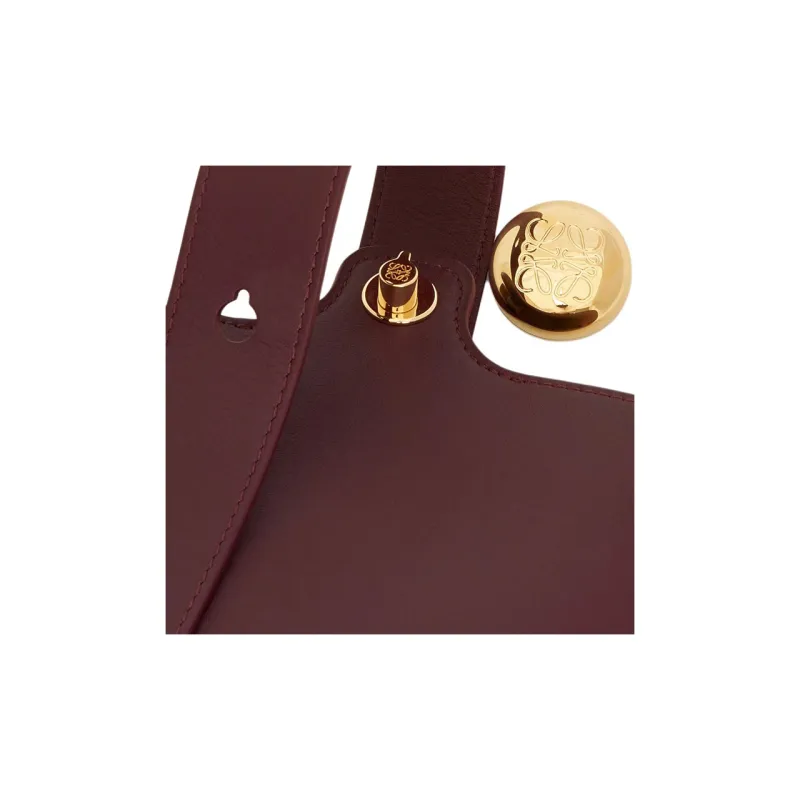 LOEWE Soft Cow Leather Bucket Bags Shoulder Bag Crossbody Bag Handbag Mini Women's Burgundy-5