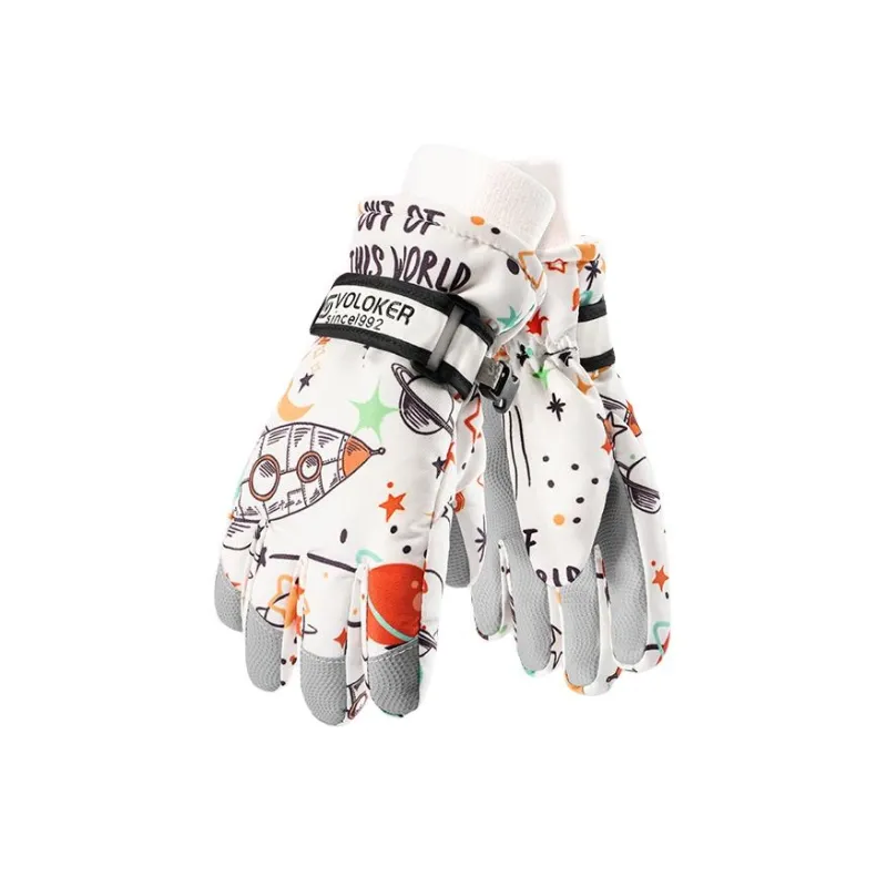 GOLOVEJOY Ski Gloves Warm Breathable Wear Resistant Windproof And Waterproof Gloves Kids'-25