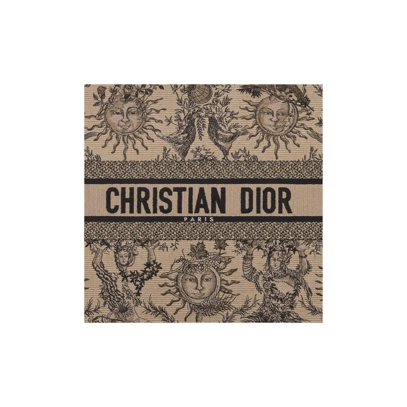 DIOR BookTote Soleil Ruiyi Print Embroidery Tote Bag Shopping Bag Shoulder Bag Handbag Large Size Women's Beige & Black-4