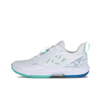 VICTOR Cushioning Lightweight Low-Top Badminton Shoes Unisex White Green Mismatched