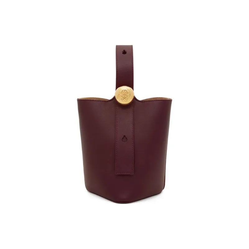 LOEWE Soft Cow Leather Bucket Bags Shoulder Bag Crossbody Bag Handbag Mini Women's Burgundy-0