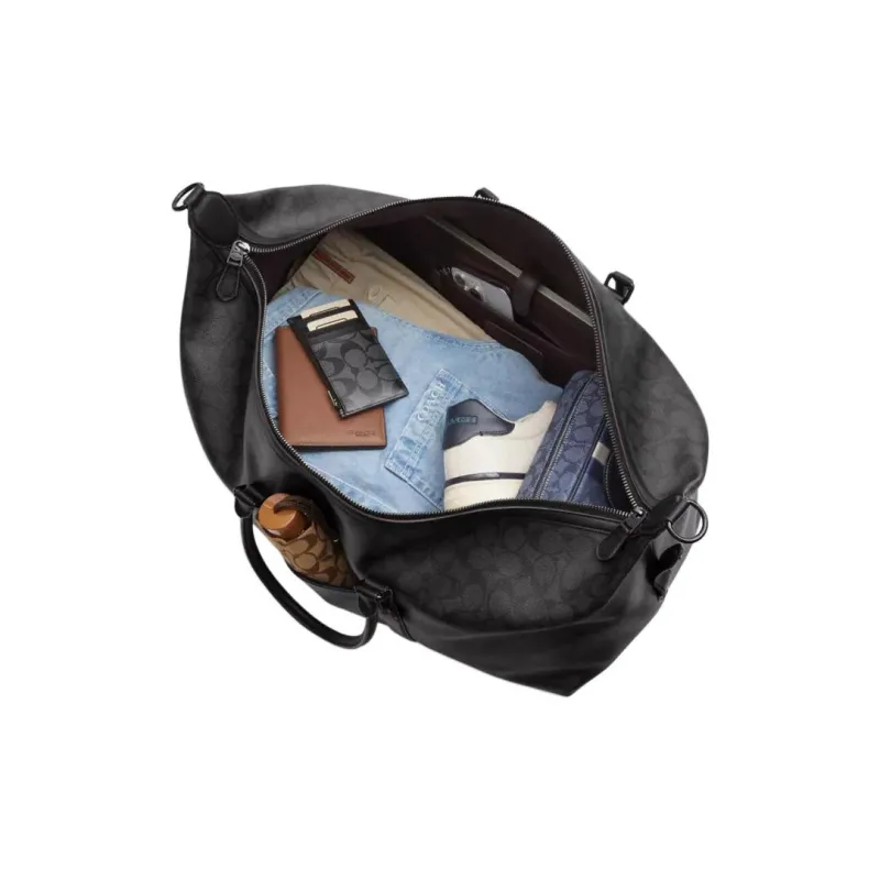 COACH Trekker Canvas With Leather Handbag, Crossbody Bag, Travel Bag Tubas Men's Black Gray-3