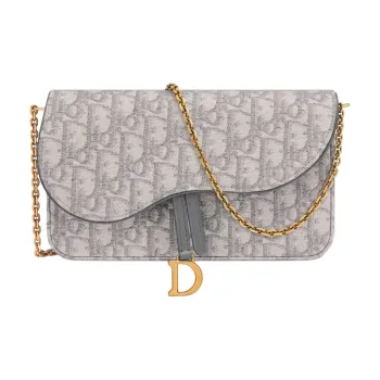 DIOR Oblique Print Fabric One Shoulder Crossbody Clutches Women's Gray
