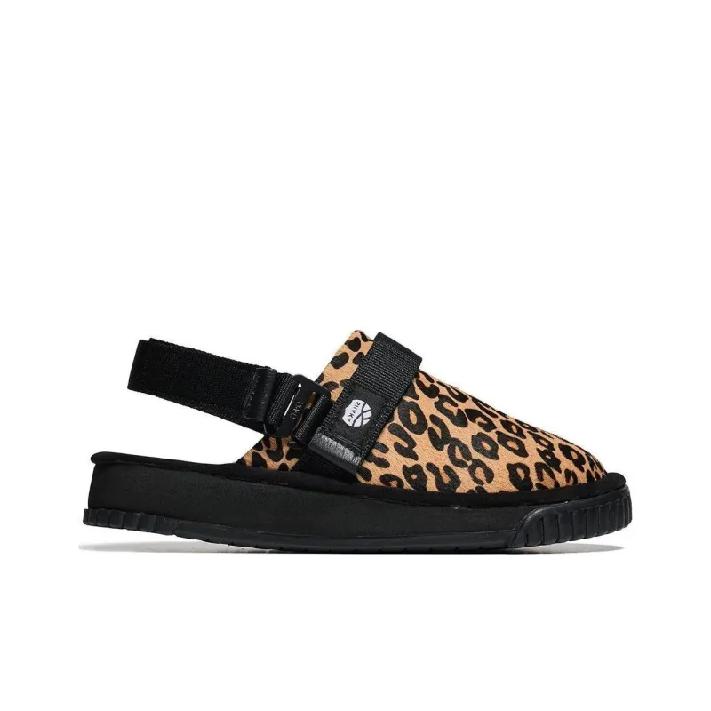 SHAKA Snug Clog Cowhair Wrap-toe Slippers Unisex Black Brown-1