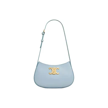 CELINE Calfskin Handbag Shoulder Bag Women's Light Blue