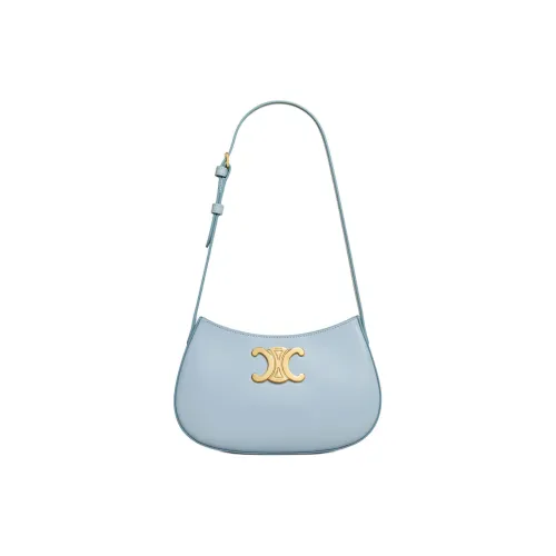 CELINE Calfskin Handbag Shoulder Bag Women's Light Blue