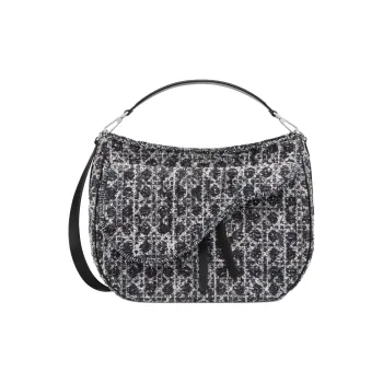 DIOR Saddle Wicker Pattern Tweed Handbag, Shoulder Bag Men's Marine Blue
