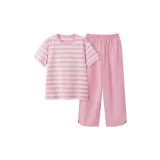 Women's Pants with Lace Pink Horizontal Stripes