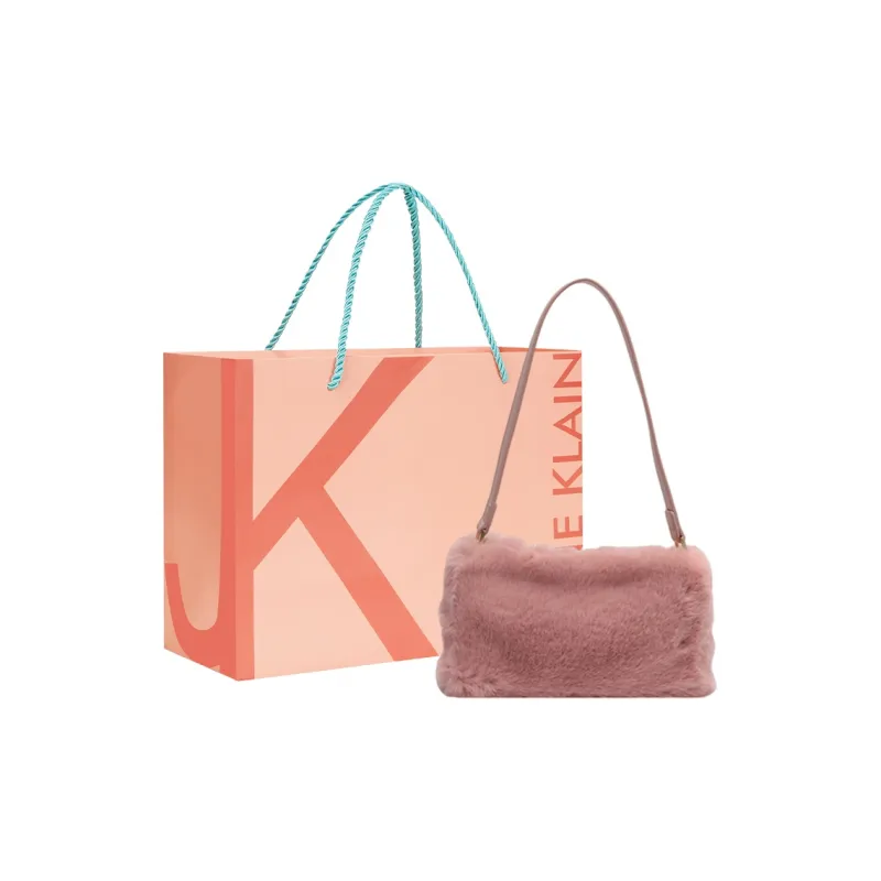 JANE KLAIN Plush Small Square Bag Shoulder Bag Medium Size Women's White/Apricot/Pink-18