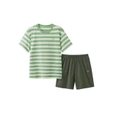 Men's Shorts with Grass Green Horizontal Stripes