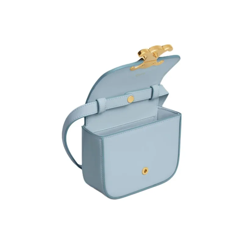 CELINE Triomphe Shiny Calfskin Shoulder Bag Crossbody Bag Mini Women's Light Blue-3