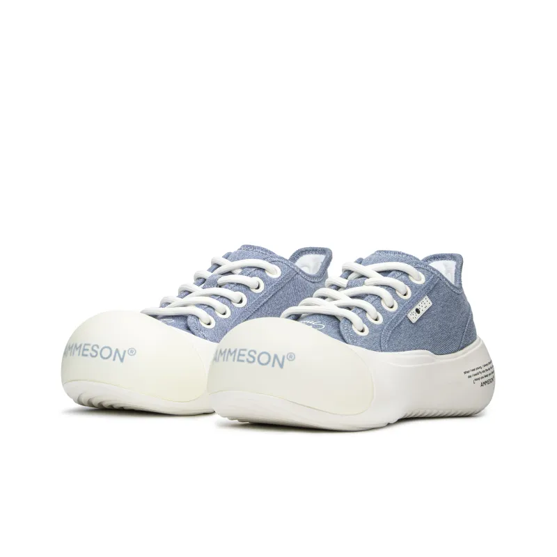 AMMESON Anti Slip Wear Resistant Low Top Skateboard Shoes Women's Blue White-2