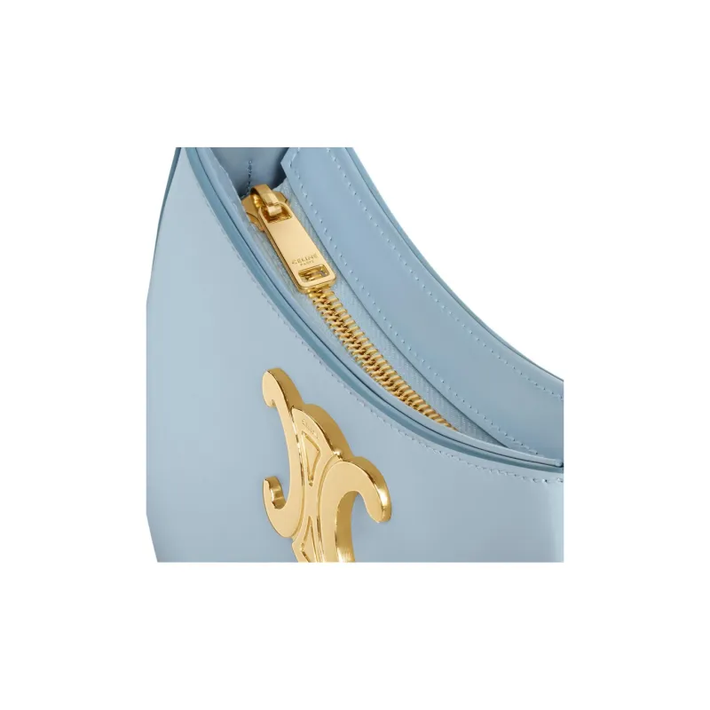 CELINE Calfskin Handbag Shoulder Bag Women's Light Blue-4
