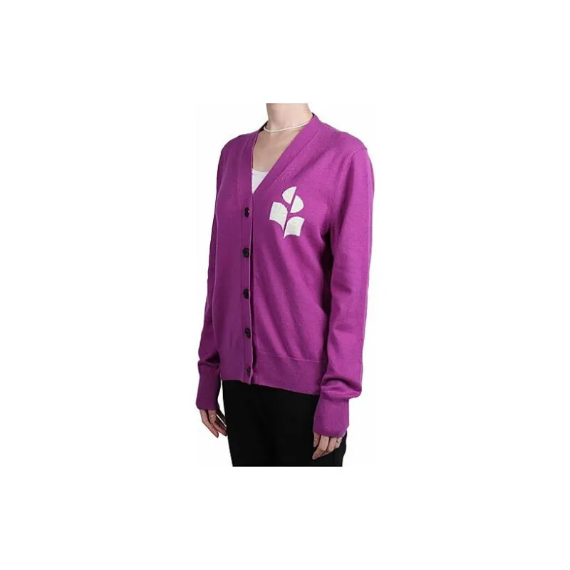 ISABEL MARANT Karin Logo Intarsia Knitted Cardigan-2