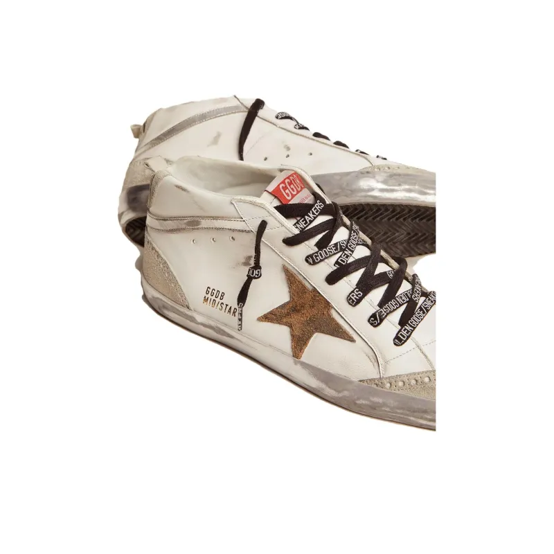 Golden Goose Mid Star Stylish Skateboarding Shoes Men's White Old-fashioned-4