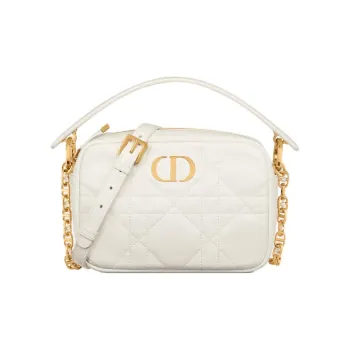 DIOR Caro Cow Leather Controller Camera Bag Crossbody Bag Shoulder Bag Small Size Women's Milk White