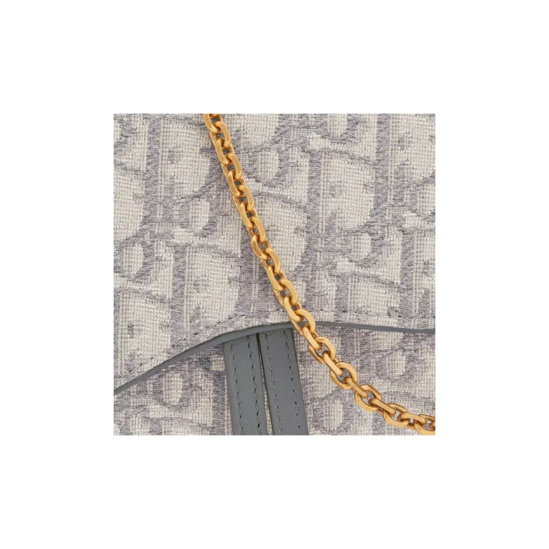 DIOR Oblique Print Fabric One Shoulder Crossbody Clutches Women's Gray-5