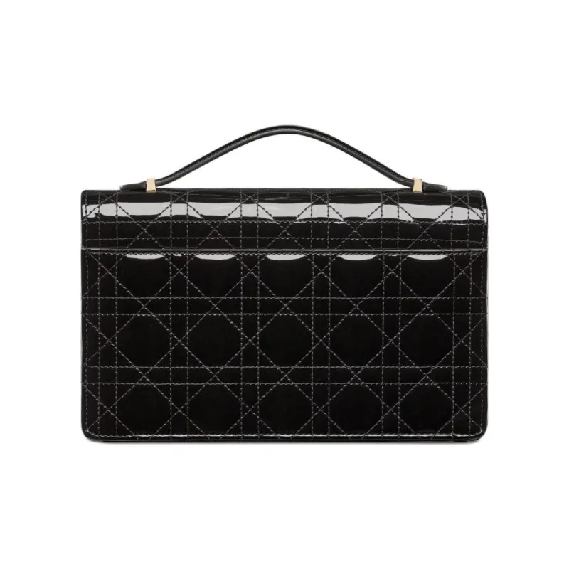 DIOR Patent Leather, Cow Leather Shoulder Bag, Crossbody Bag, Handbag Women's Black-4