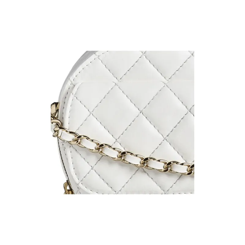 CHANEL Lambskin Heart Bag, Heart Shaped Bag, Shoulder Bag, Crossbody Bag Women's White-2