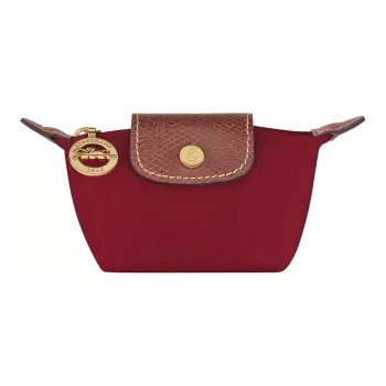 LONGCHAMP Le Pliage Canvas Cow Leather Polyamide Canvas Bag Coin Purse Women's Red
