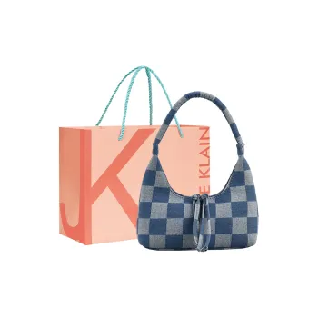 JANE KLAIN Denim Shoulder Bag Handbag Shoulder Bag Women's Checkered Blue/Black/Blue