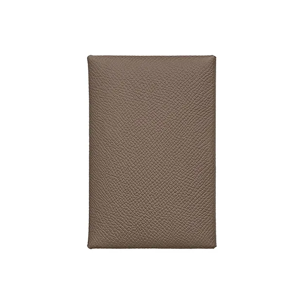 HERMES Calvi Duo Calfskin Card Holder Wallet Unisex Elephant Gray-0