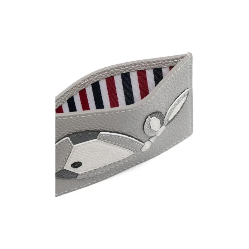 THOM BROWNE· Calfskin Card Clip Card Holder Men's Light Gray-2