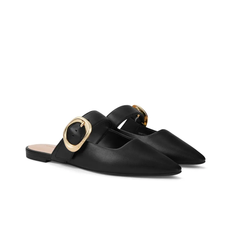 CHARLES&KEITH Small Ck Closed Toe Slippers 1cm Women's Nude Flesh/Black-5