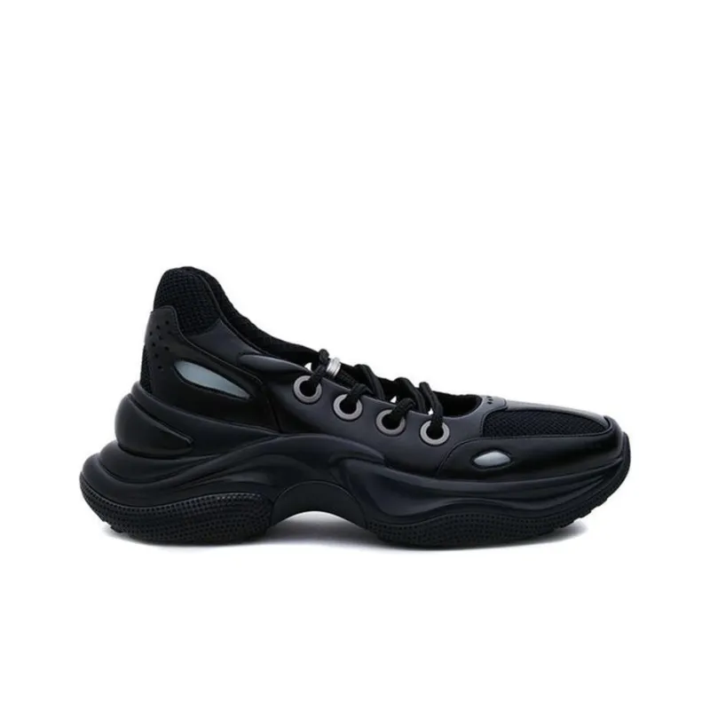 HALF AWAKE Non-slip Wear-resistant Shock Absorption Low-Top Chunky Sneakers Women's Black-1