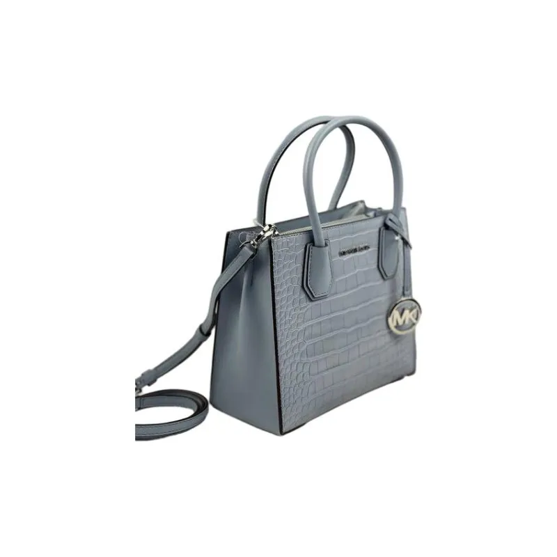 MICHAEL KORS Mercer Cow Leather Shoulder Bag, Crossbody Bag, Handbag Women's Aqua Blue-3