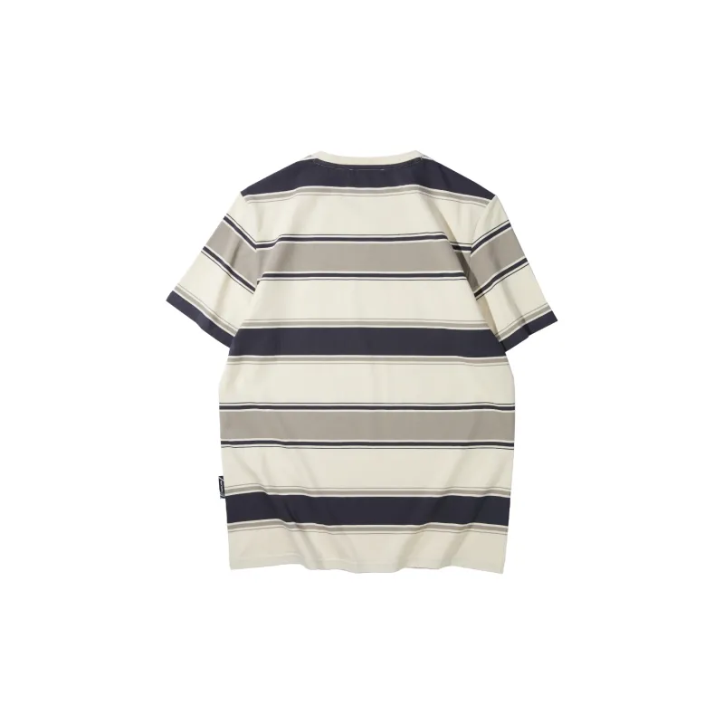 HLA T Shirts Men Cooling 3A Antibacterial 2A Anti Mite Beige Apricot Stripes P2-1