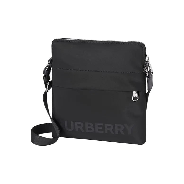 Burberry Logo Print Nylon Crossbody Bag Black-1