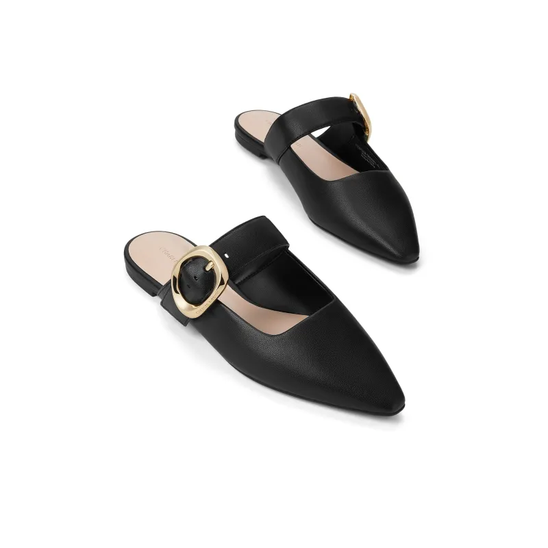 CHARLES&KEITH Small Ck Closed Toe Slippers 1cm Women's Nude Flesh/Black-6