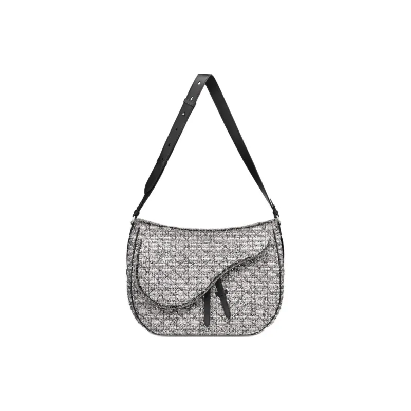 DIOR Saddle Jacquard Portable Crossbody Bag Shoulder Bag Men's Silver-1