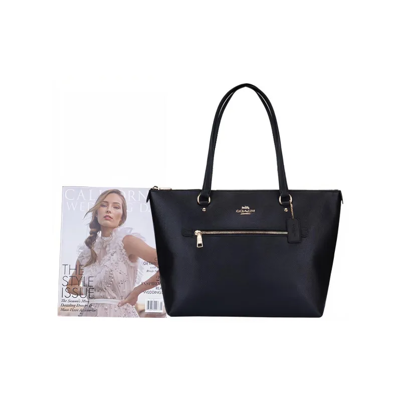 COACH Gallery Leather Tote Bag, Shopping Bag, Handbag, Shoulder Bag Tubas Women's Black-3